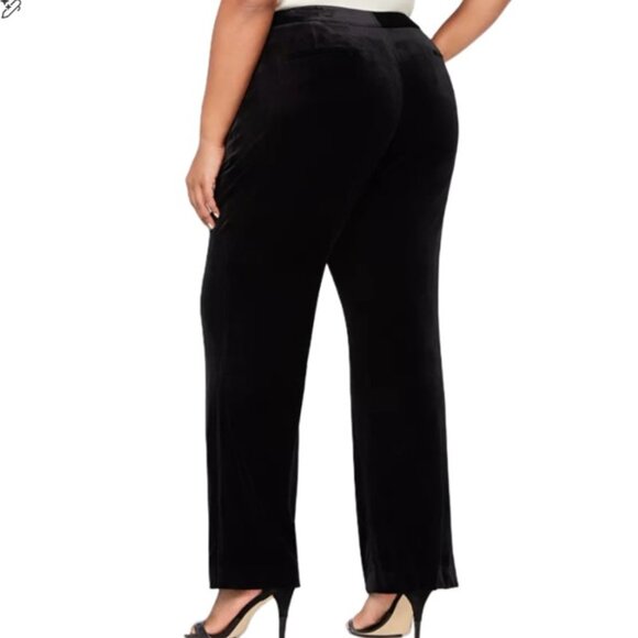 CALVIN KLEIN | Black Velvet Wide-Leg Pants - Picture 2 of 4